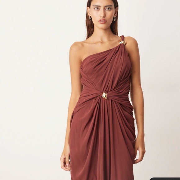 ASOS One-Shoulder Rust Dress - Picture 3 of 4